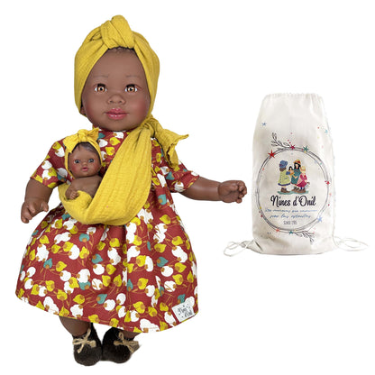 Leke-dukken Maria med mørk hudtone m/ babie 45 cm - Bilde 3