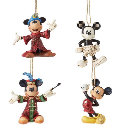 Sett med 4 nostalgiske Mickey Mouse hengende figurer fra Disney Traditions by Jim Shore